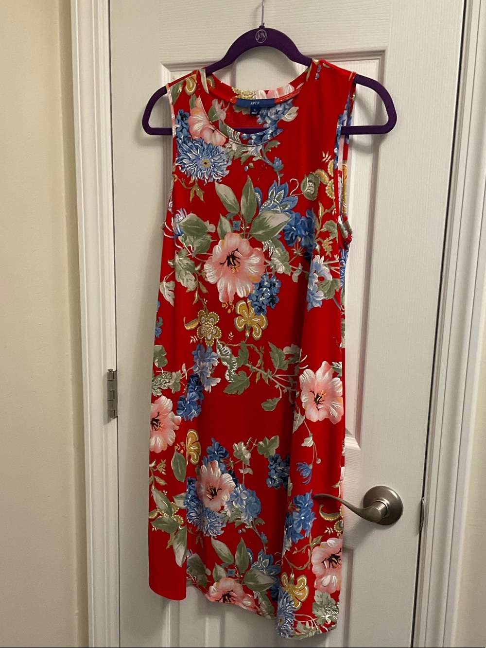 Apt. 9 Red Floral Sleeveless Dress with Blue & Pink Blooms - Picture 3 of 5